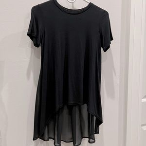 Design Lab High-Low Black Top with Sheer Back